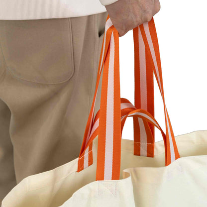 Opbevaringspose - 40L - Canvas transporttaske med orange håndtag.