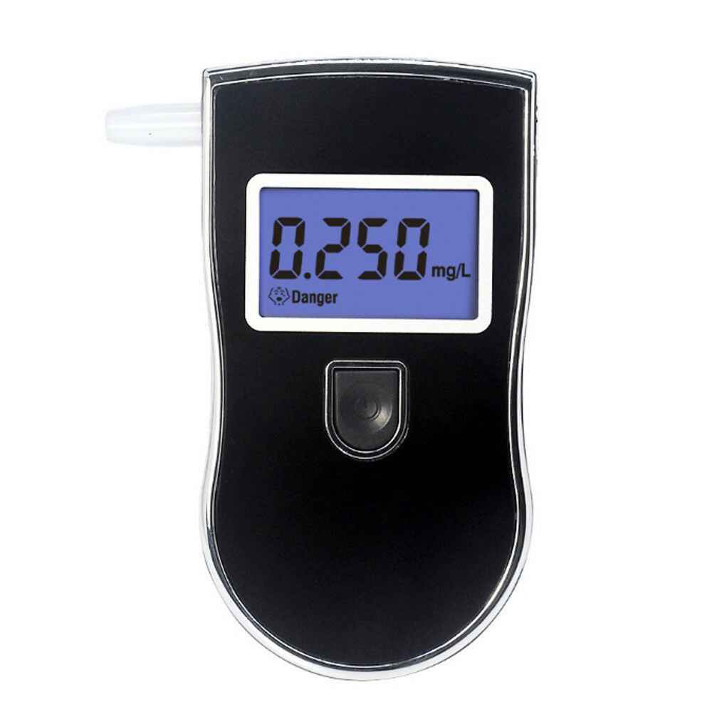 Digitalt alkometer med display, inklusiv 5 genanvendelige mundstykker.