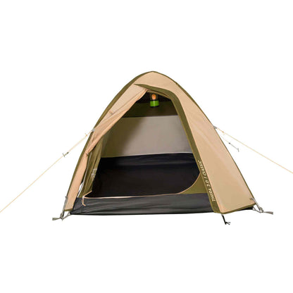 2-person festival tent, waterproof with ventilation, durable zippers, and storage pockets.