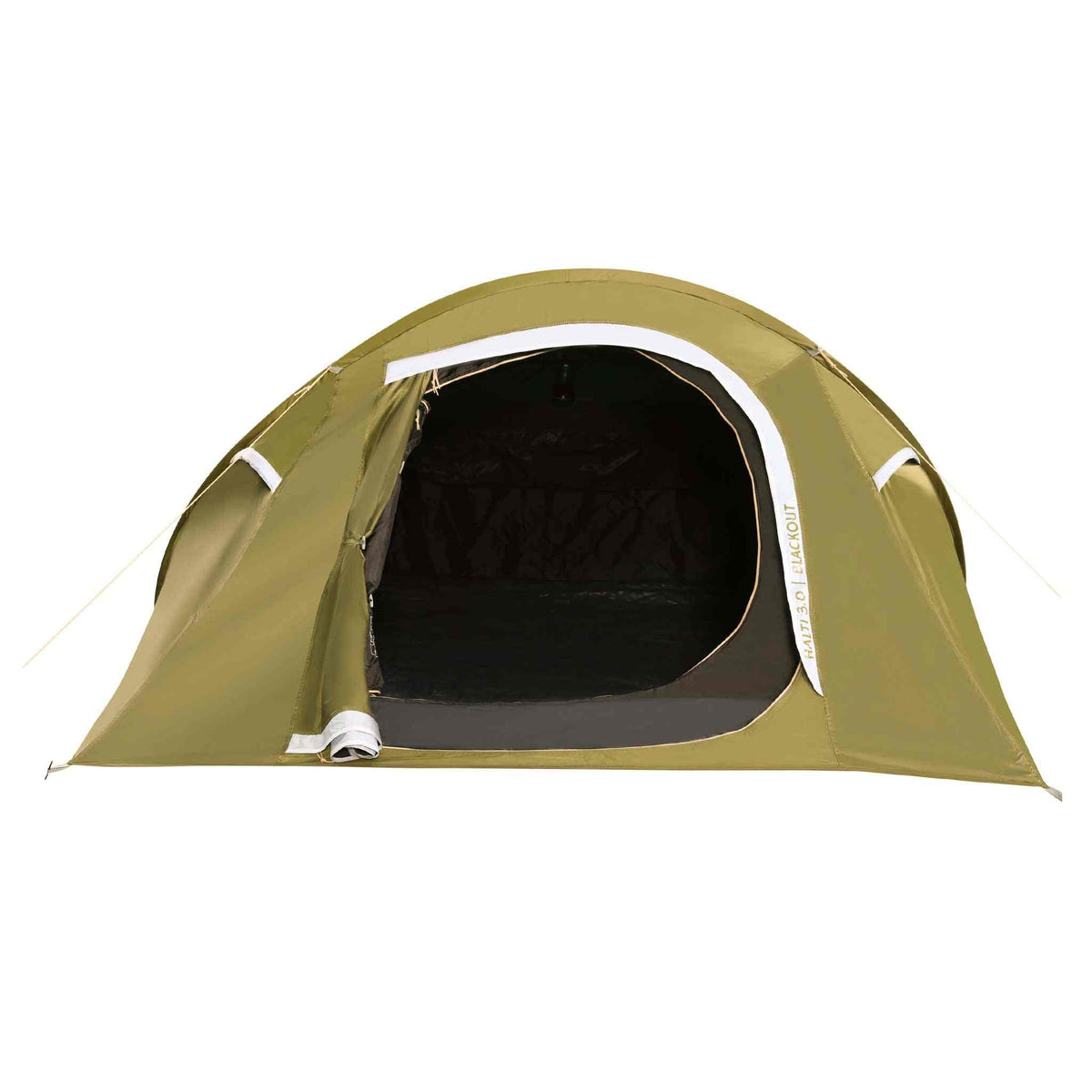 3-person blackout pop-up tent, easy setup, waterproof, green.