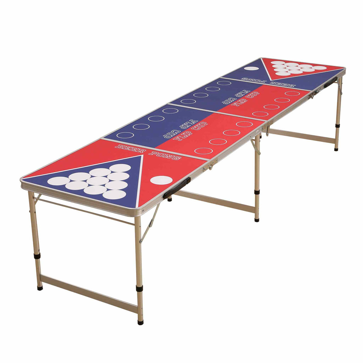 Beer Pong bord med Flip Cup, officielt mål, vandtæt og letvægt aluminiumsdesign.