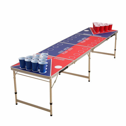 Beer Pong bord m. Flip Cup, officielt design, letvægt, vandtæt, 240x60x70 cm.