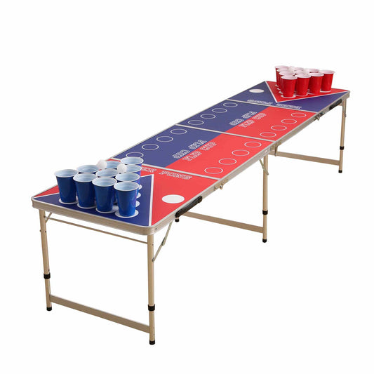 Beer Pong bord m. Flip Cup, officielt design, letvægt, vandtæt, 240x60x70 cm.