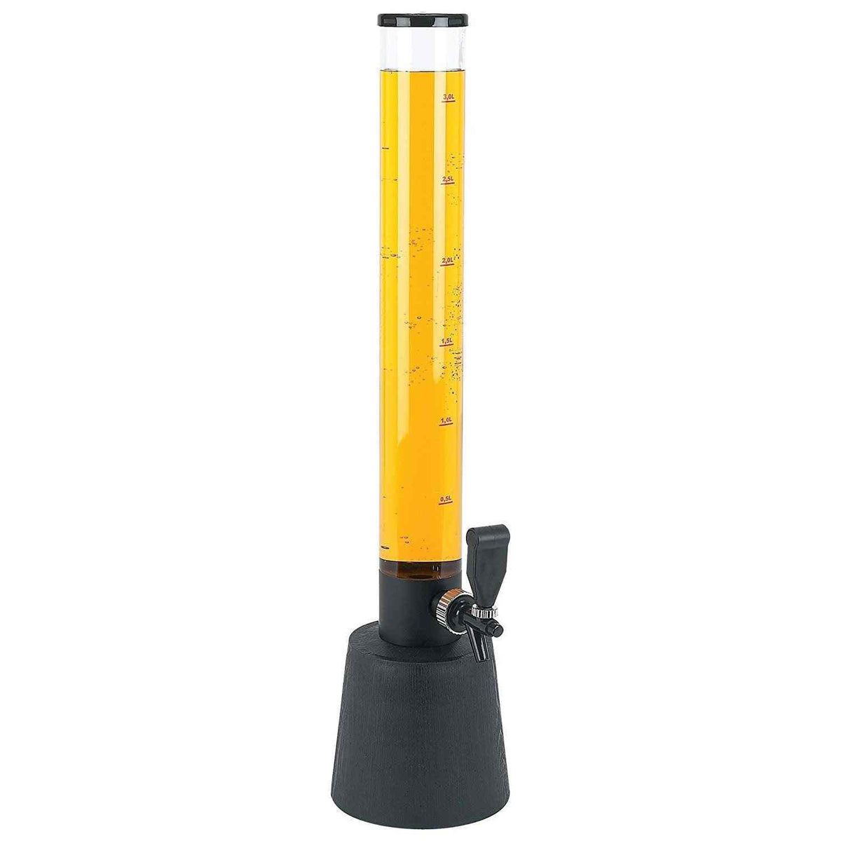 Beer tower with tap, 3.5-liter capacity, perfect for parties.