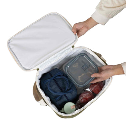 Spacious 20L cooler bag with insulated design and durable zipper, perfect for keeping supplies cold for camping or picnics.