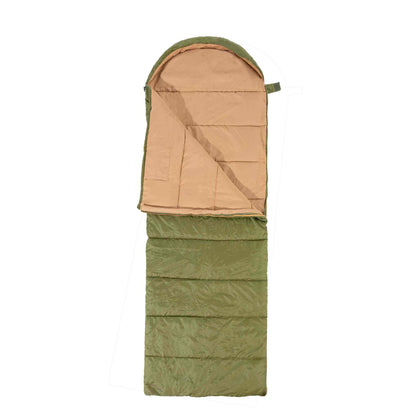 Premium sovepose in green with durable polyester ripstop material, ideal for temperatures down to 5°C.