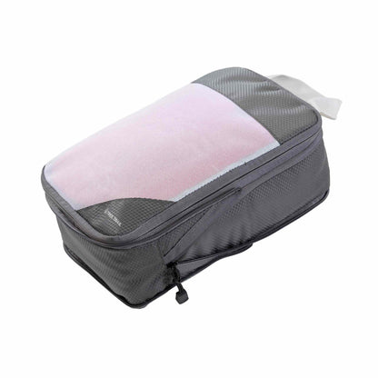 Small pakpose in water-resistant ripstop material with compact expandable design.