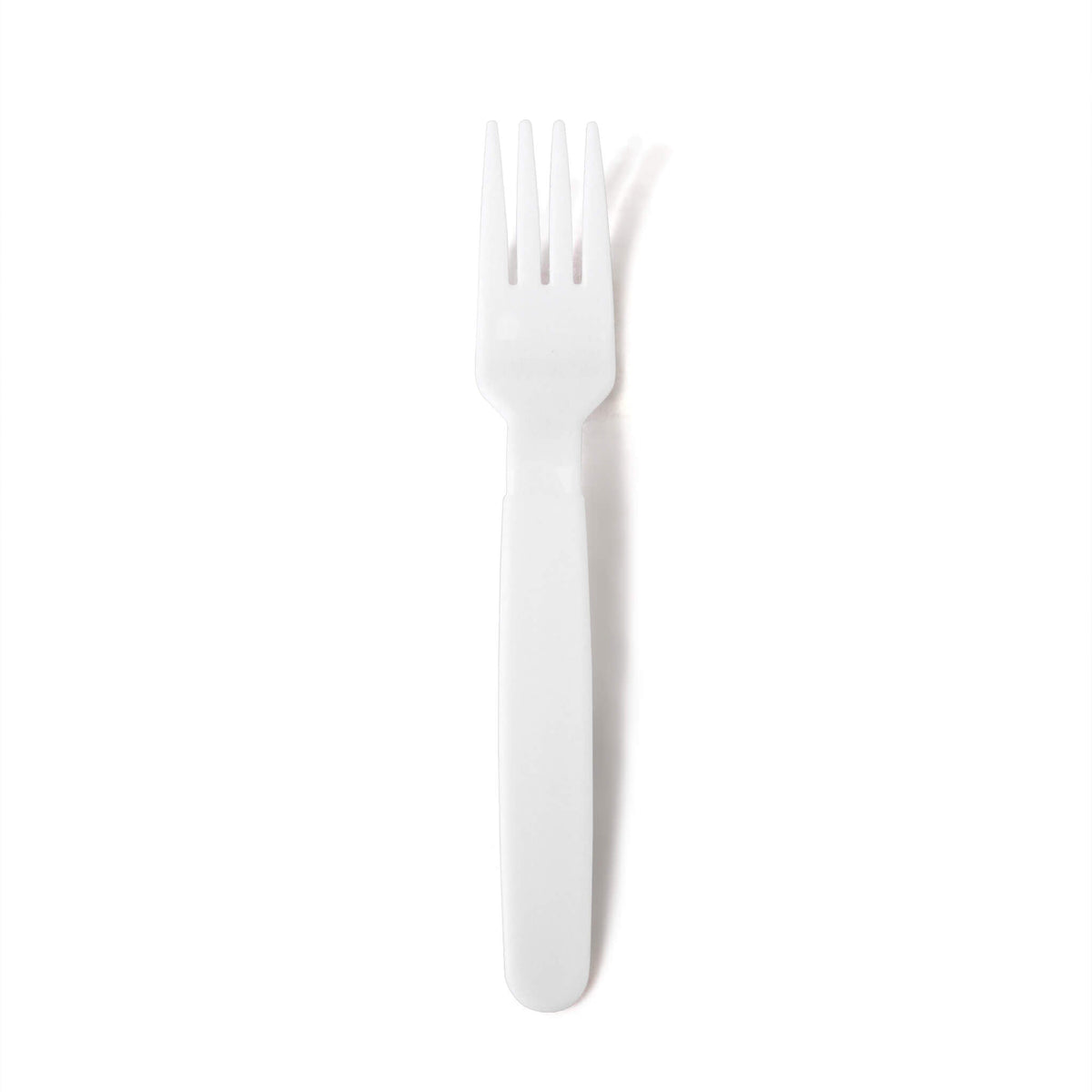 Reusable white plastic fork from 30-piece picnic box set.
