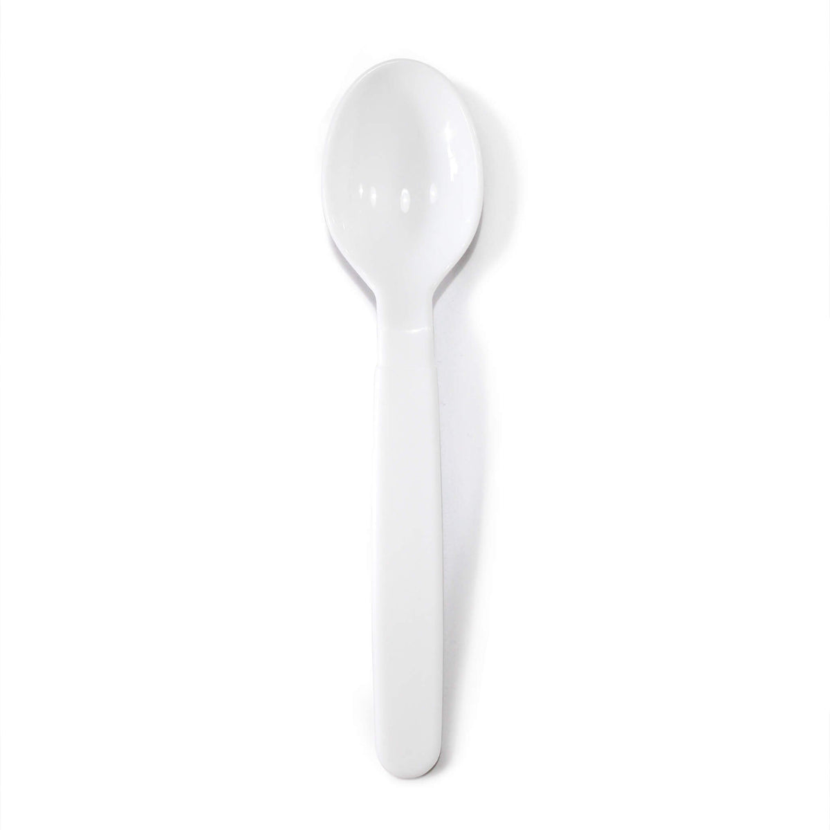 Reusable plastic picnic spoon from the 30-piece set, dishwasher safe.