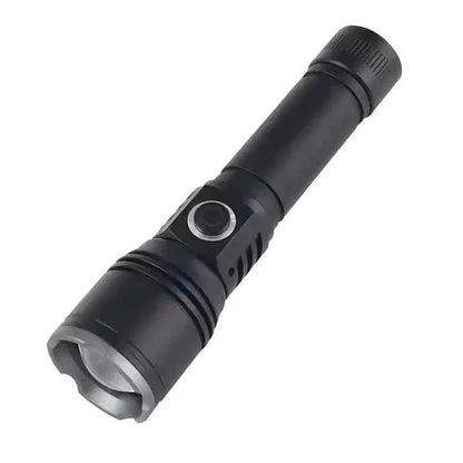 Kraftig genopladelig lommelygte med 650 lumen og USB C, ideel til camping.