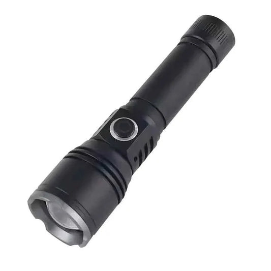Kraftig genopladelig lommelygte med 650 lumen og USB C, ideel til camping.